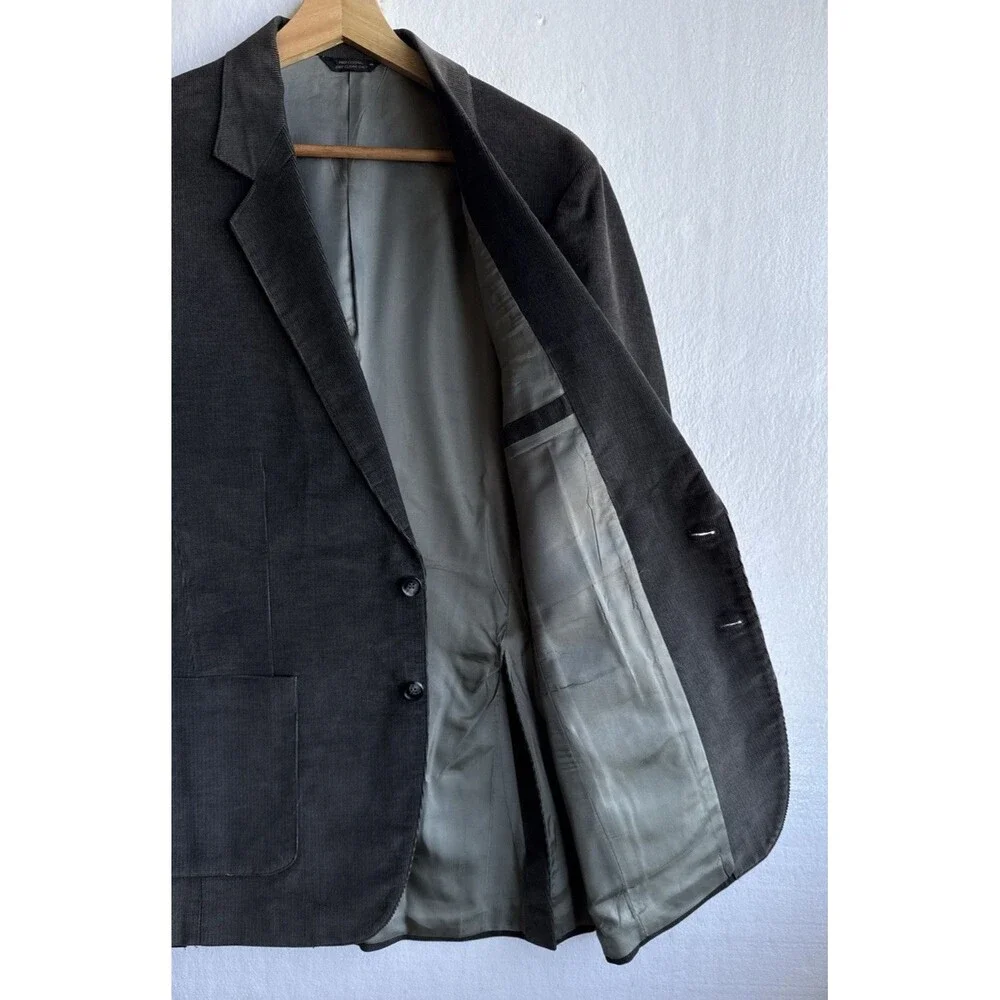 VTG 70s Levis Menswear Gray Corduroy Blazer Mens 40L Sport Coat Jacket 2 Button
